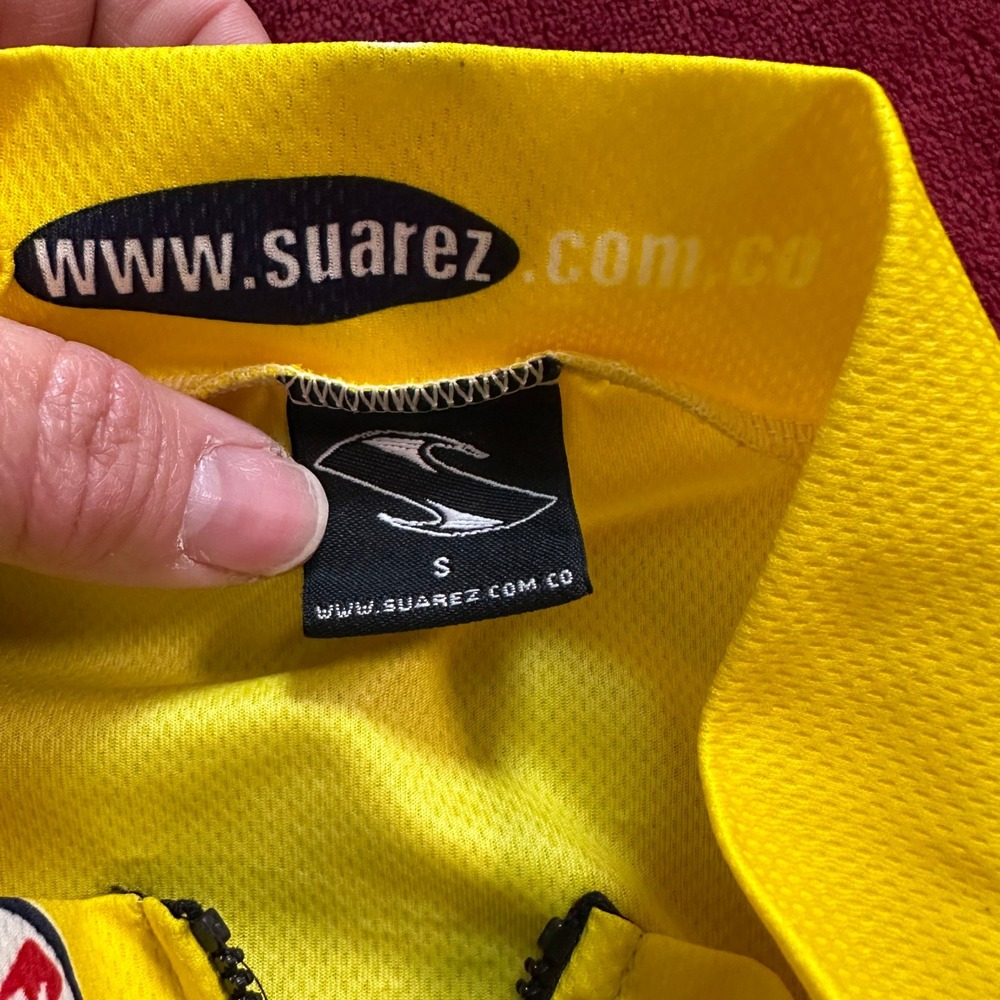 Suarez Dinos-Aurios Cycling Jersey Mens Small Yellow Maxxx Energy Quarter Zip - Picture 4 of 10